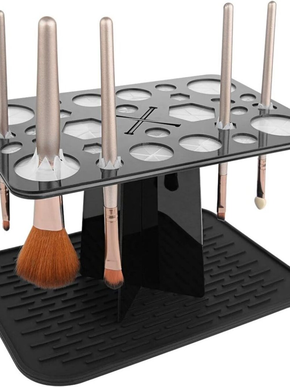 Makeup Brush Drying Rack with Mat – Detachable Acrylic Air Tree Tower Holder